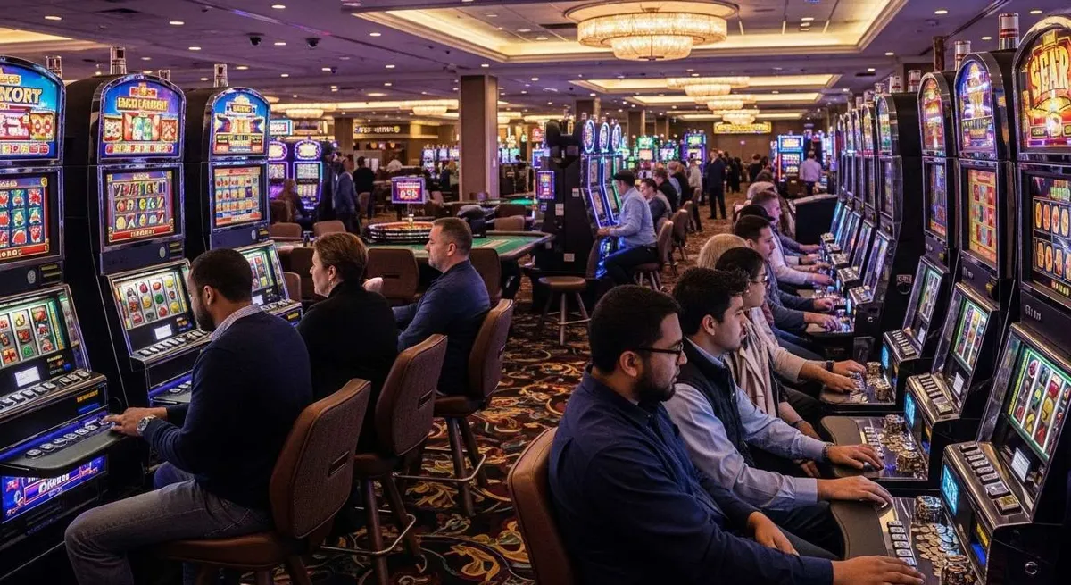 Instant Casino Persone giocano alle slot machine in un casinò